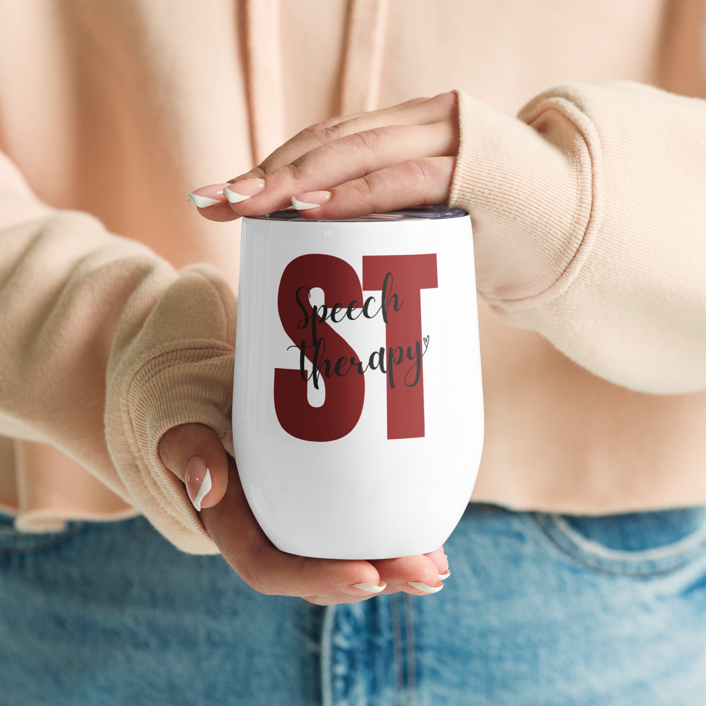 Speech Therapy Block Letters in Red Tumbler